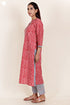 Cambric Cotton Kurta And Pant Set With Kota Dupatta In Block Print